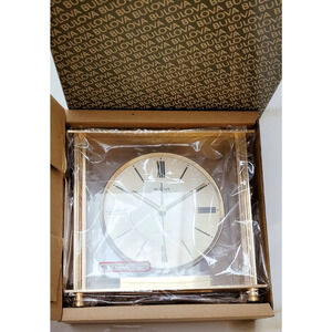 BULOVA GRAND PRIX GOLD BRUSHED BRASS MANTEL SHELF CLOCK MODEL B170 JAPAN